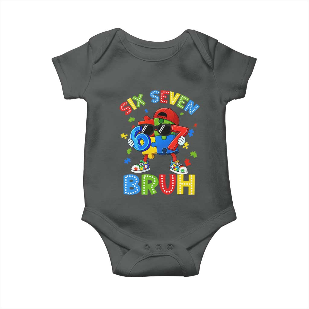 67 Autism Awareness Baby Onesie Funny Six Seven Bruh Autistic Puzzle Kids Boys