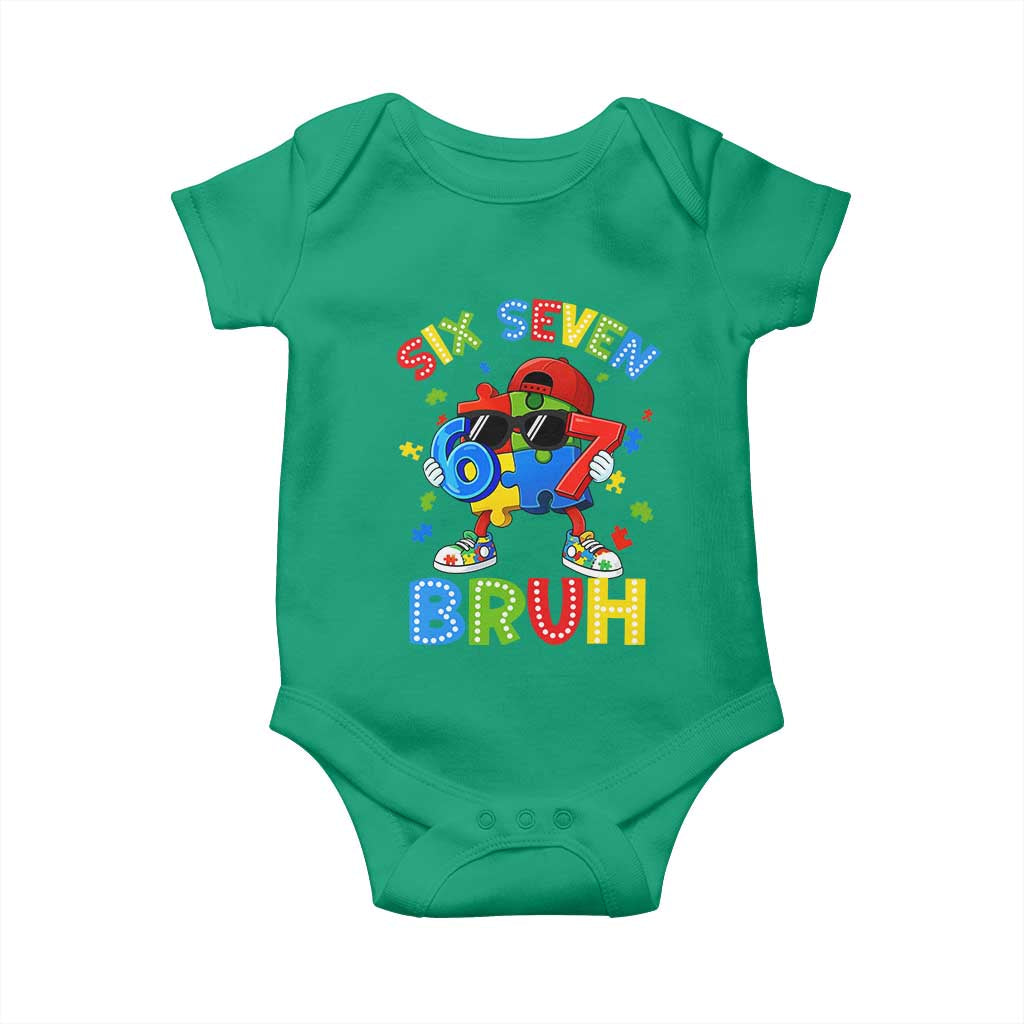 67 Autism Awareness Baby Onesie Funny Six Seven Bruh Autistic Puzzle Kids Boys