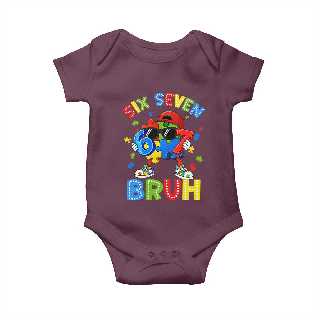 67 Autism Awareness Baby Onesie Funny Six Seven Bruh Autistic Puzzle Kids Boys