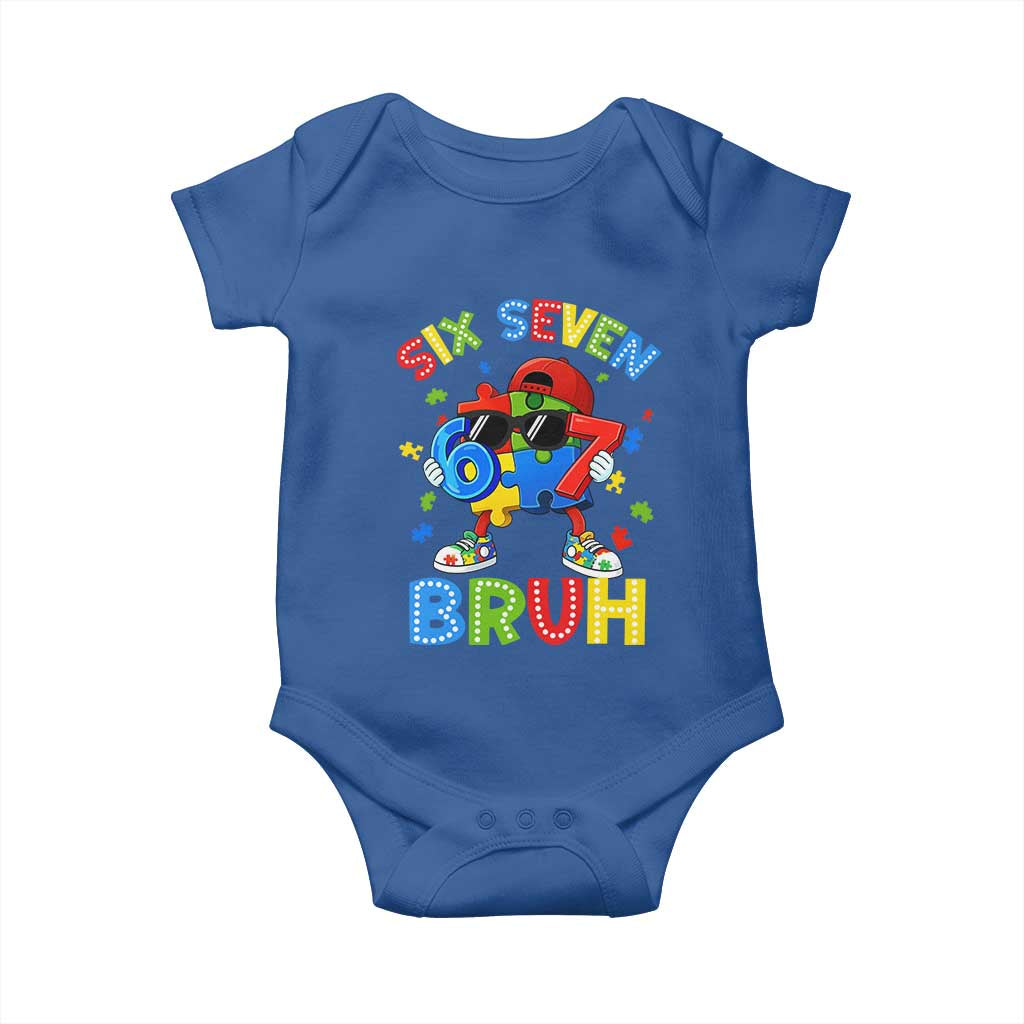 67 Autism Awareness Baby Onesie Funny Six Seven Bruh Autistic Puzzle Kids Boys
