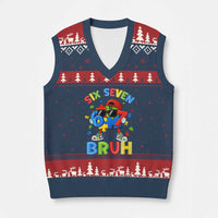 67 Autism Awareness V-Neck Knit Sweater Vest Funny Six Seven Bruh Autistic Puzzle Kids Boys