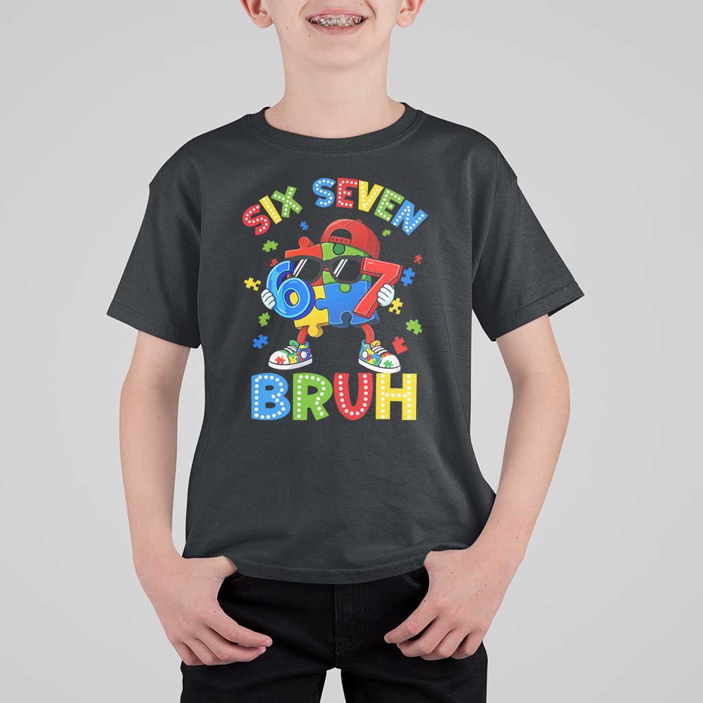 67 Autism Awareness T Shirt For Kid Funny Six Seven Bruh Autistic Puzzle Kids Boys
