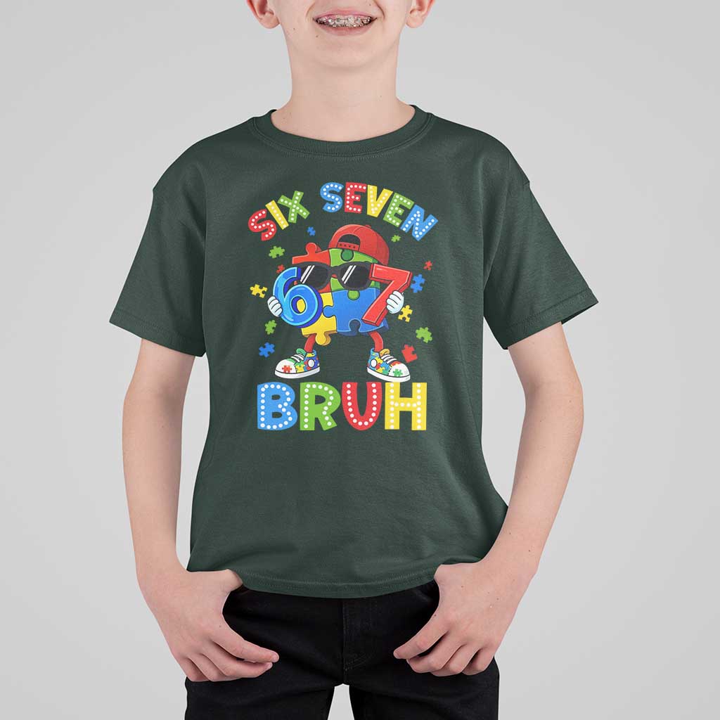67 Autism Awareness T Shirt For Kid Funny Six Seven Bruh Autistic Puzzle Kids Boys