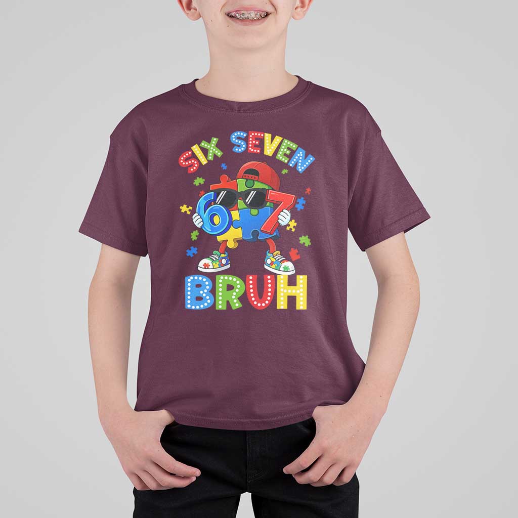 67 Autism Awareness T Shirt For Kid Funny Six Seven Bruh Autistic Puzzle Kids Boys
