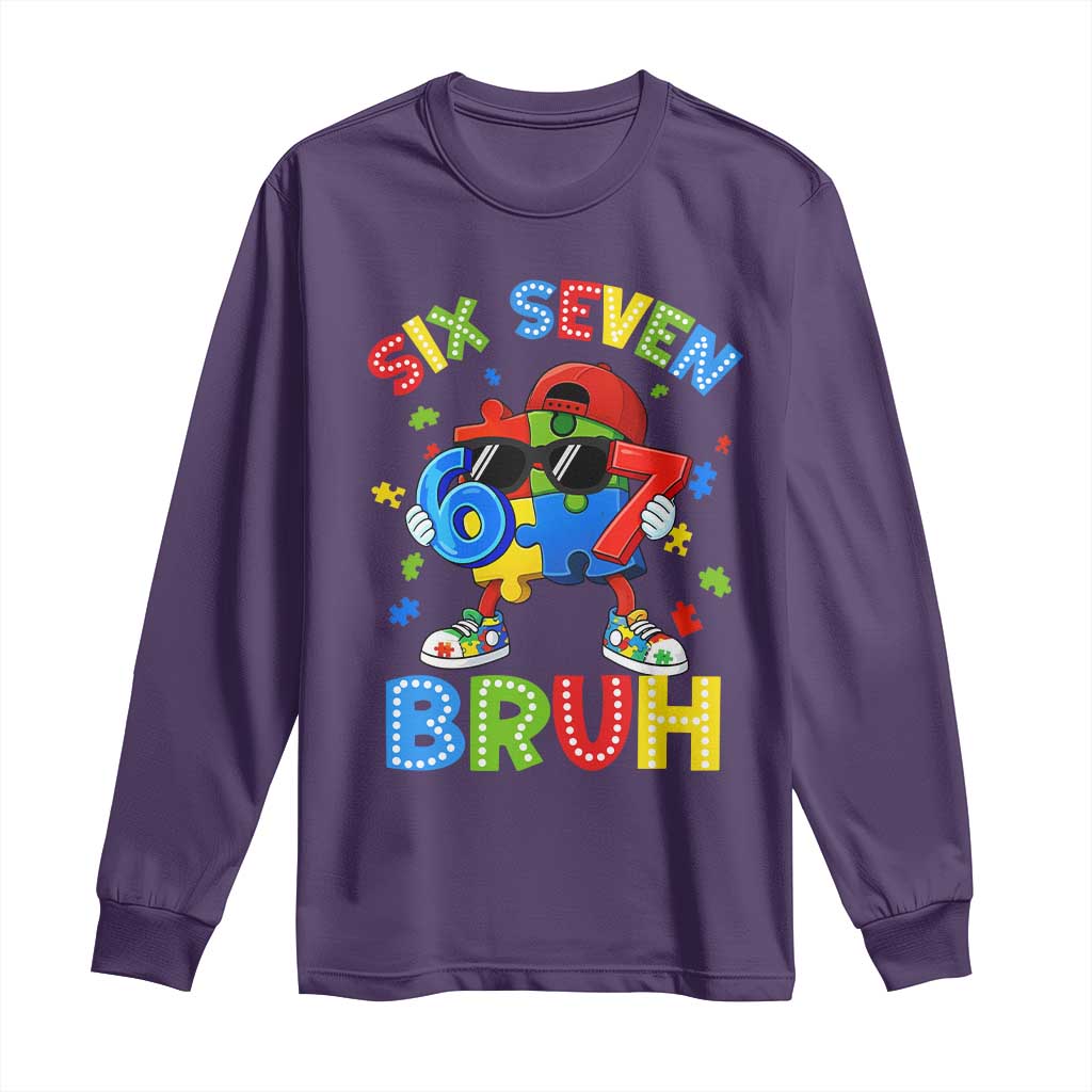 67 Autism Awareness Long Sleeve Shirt Funny Six Seven Bruh Autistic Puzzle Kids Boys