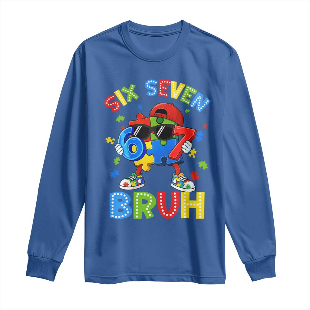 67 Autism Awareness Long Sleeve Shirt Funny Six Seven Bruh Autistic Puzzle Kids Boys