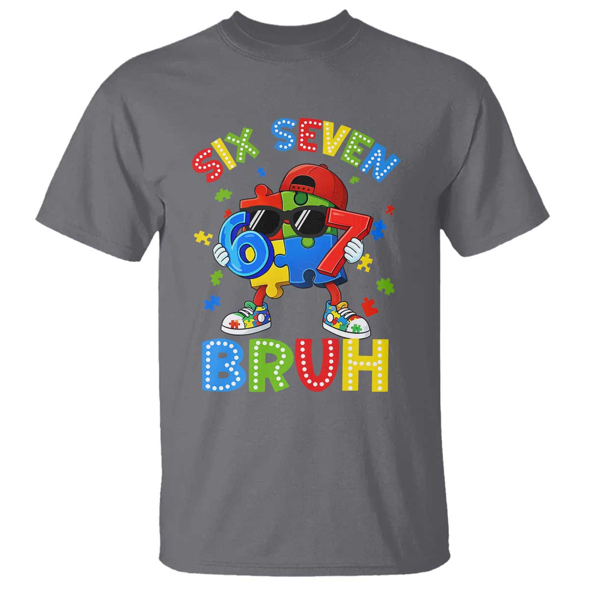 67 Autism Awareness T Shirt Funny Six Seven Bruh Autistic Puzzle Kids Boys