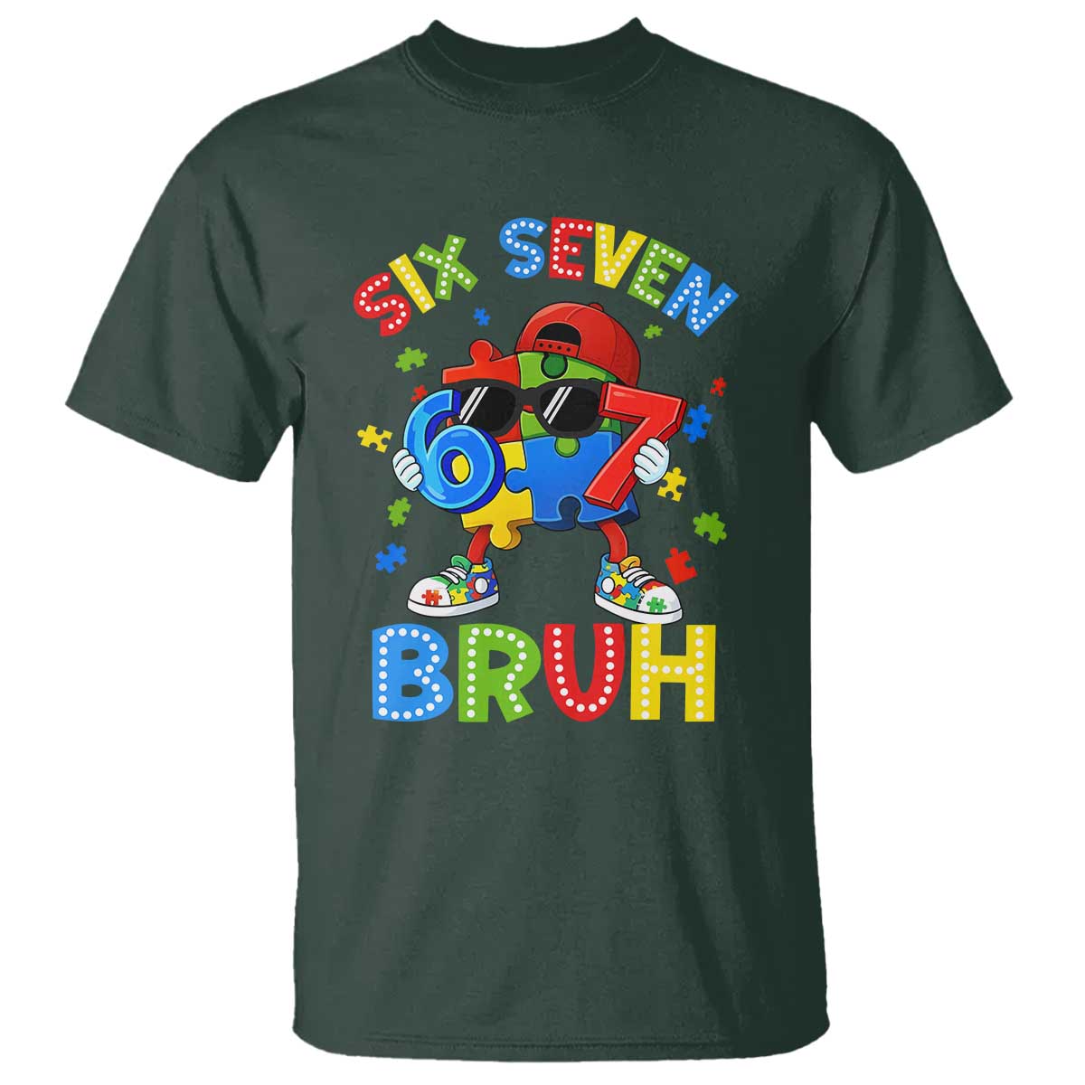 67 Autism Awareness T Shirt Funny Six Seven Bruh Autistic Puzzle Kids Boys