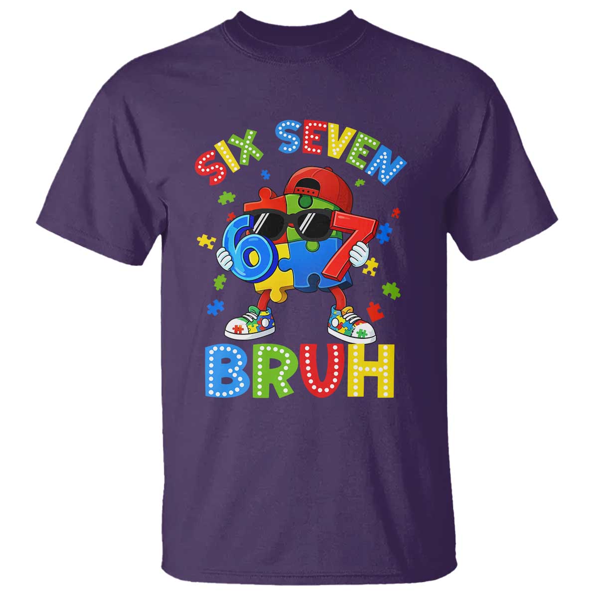 67 Autism Awareness T Shirt Funny Six Seven Bruh Autistic Puzzle Kids Boys