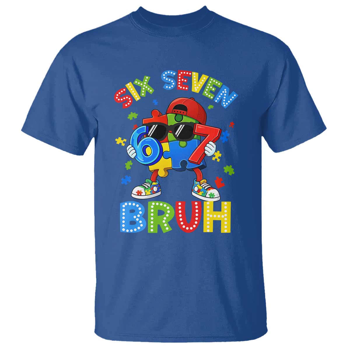 67 Autism Awareness T Shirt Funny Six Seven Bruh Autistic Puzzle Kids Boys