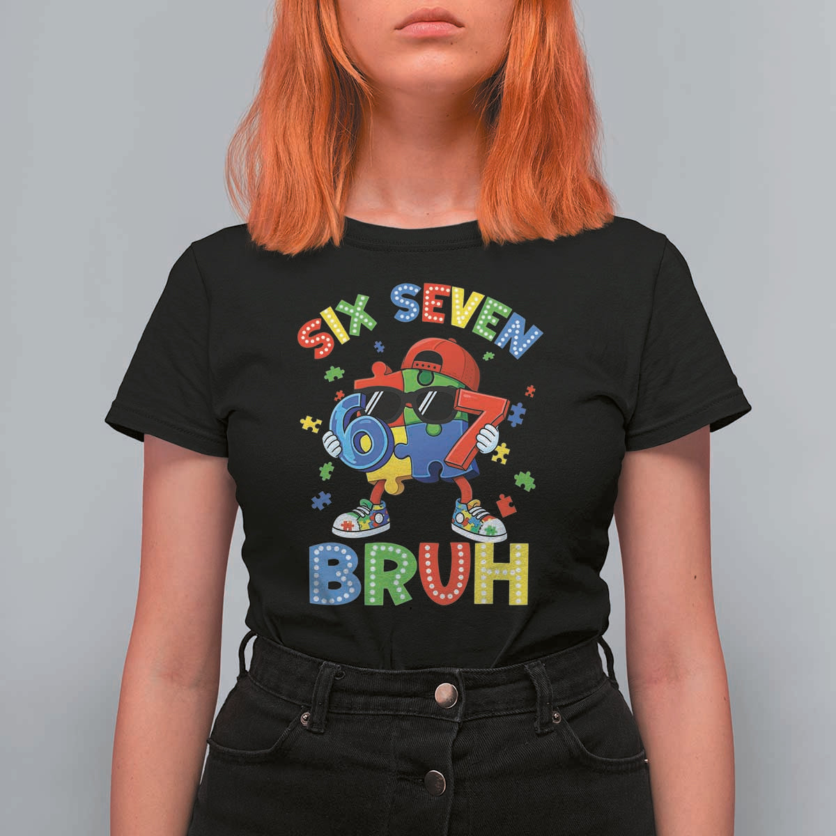 67 Autism Awareness T Shirt For Women Funny Six Seven Bruh Autistic Puzzle Kids Boys
