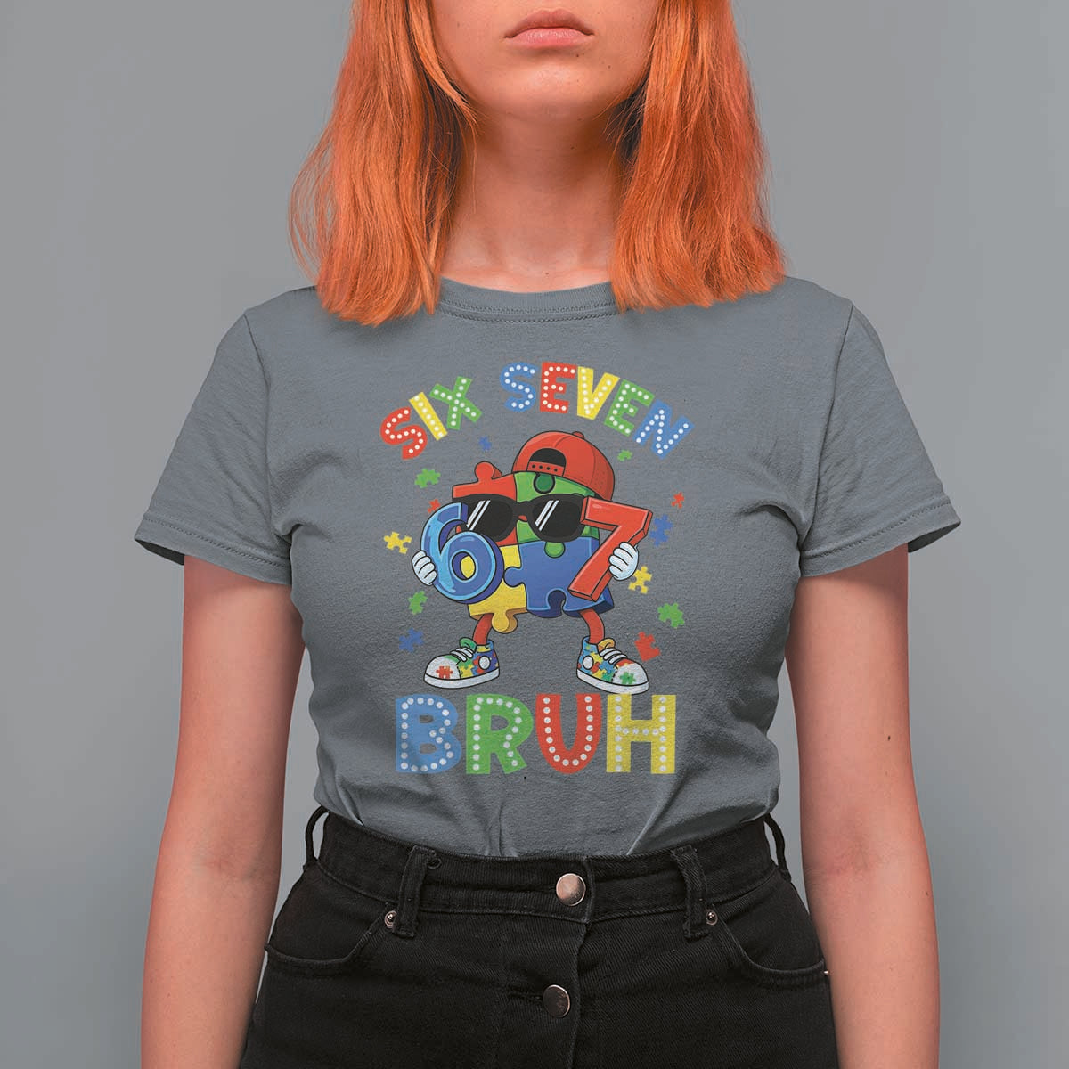 67 Autism Awareness T Shirt For Women Funny Six Seven Bruh Autistic Puzzle Kids Boys