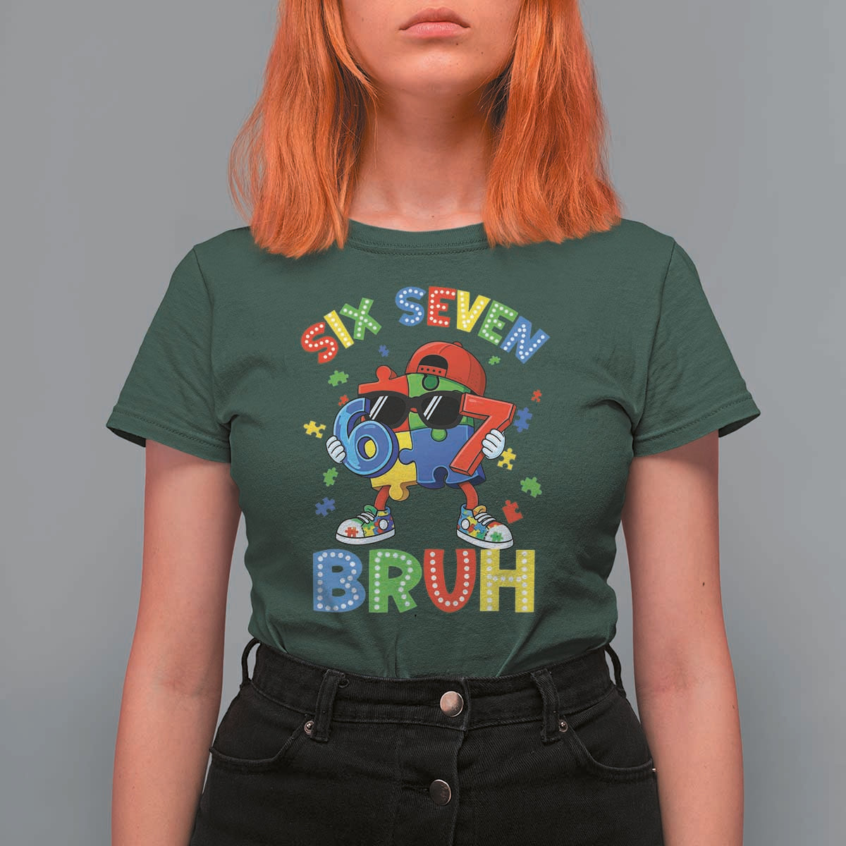 67 Autism Awareness T Shirt For Women Funny Six Seven Bruh Autistic Puzzle Kids Boys
