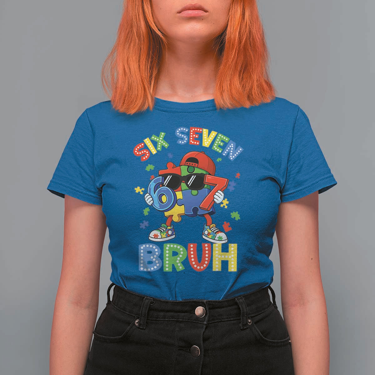67 Autism Awareness T Shirt For Women Funny Six Seven Bruh Autistic Puzzle Kids Boys