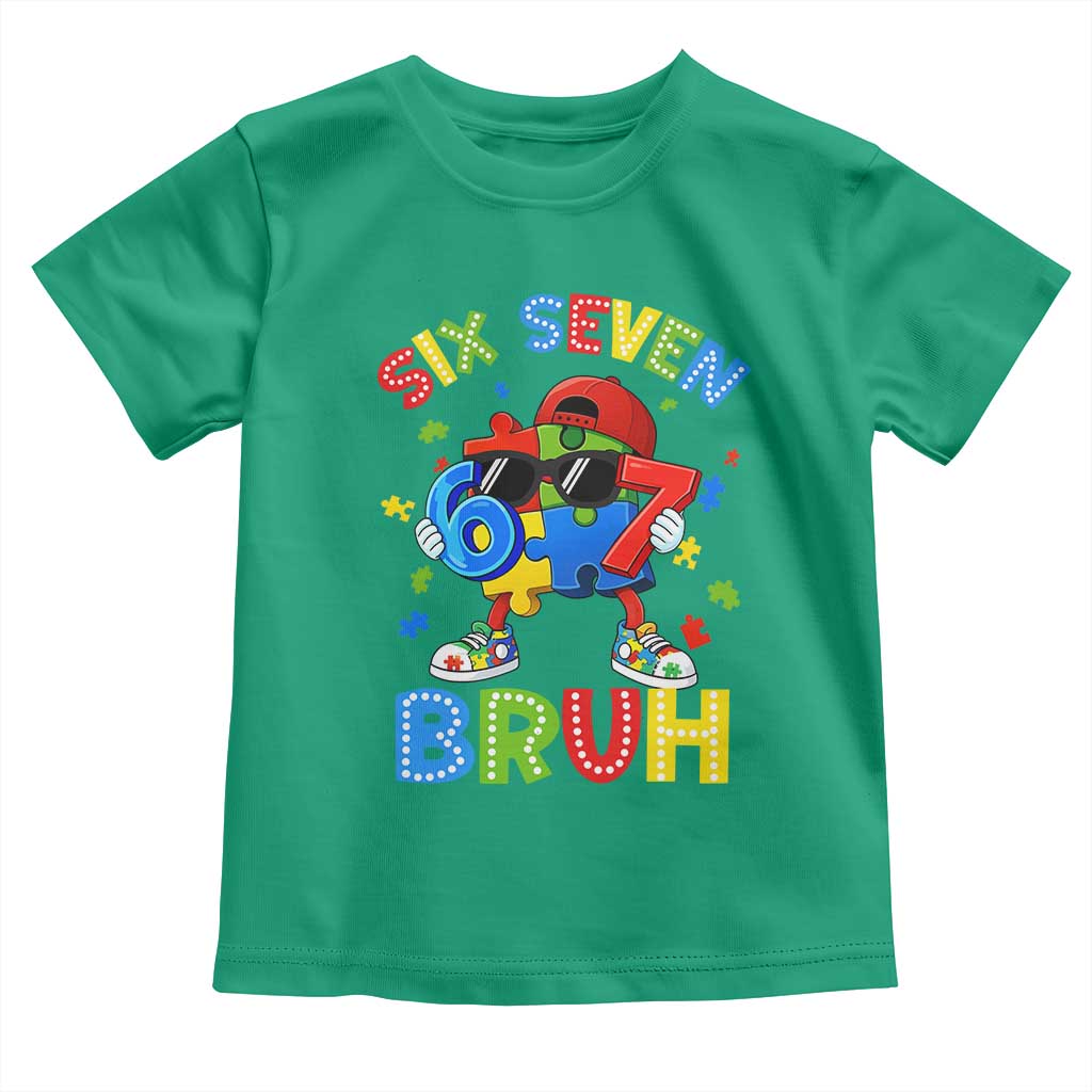67 Autism Awareness Toddler T Shirt Funny Six Seven Bruh Autistic Puzzle Kids Boys