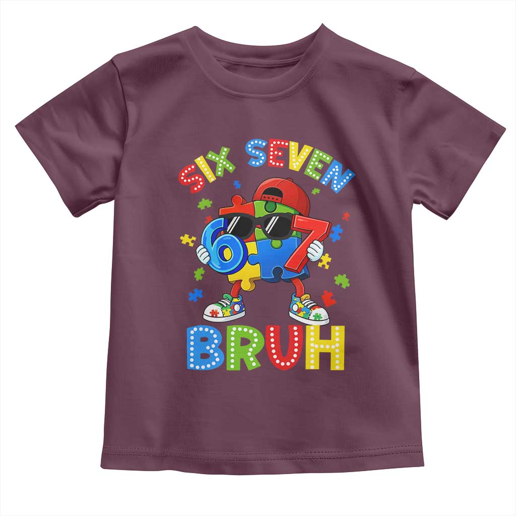 67 Autism Awareness Toddler T Shirt Funny Six Seven Bruh Autistic Puzzle Kids Boys