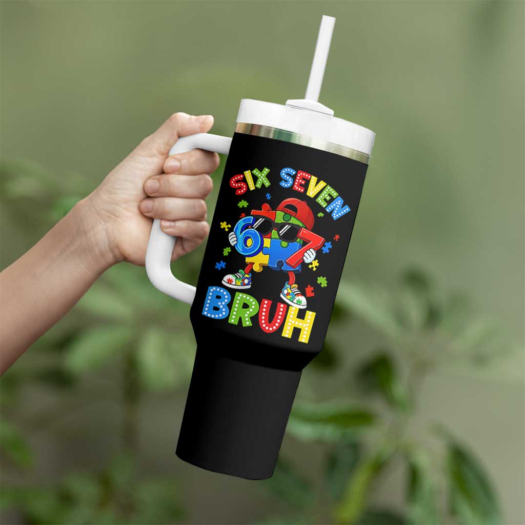 67 Autism Awareness Tumbler With Handle Funny Six Seven Bruh Autistic Puzzle Kids Boys
