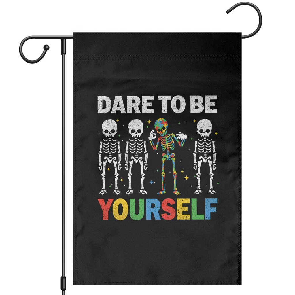 Autism Awareness 67 Garden Flag Dare To Be Yourself Six Seven Autism Skeleton