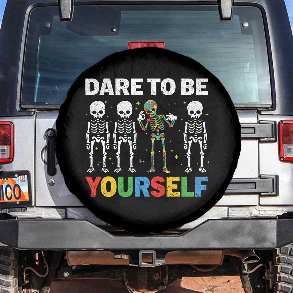 Autism Awareness 67 Spare Tire Cover Dare To Be Yourself Six Seven Autism Skeleton