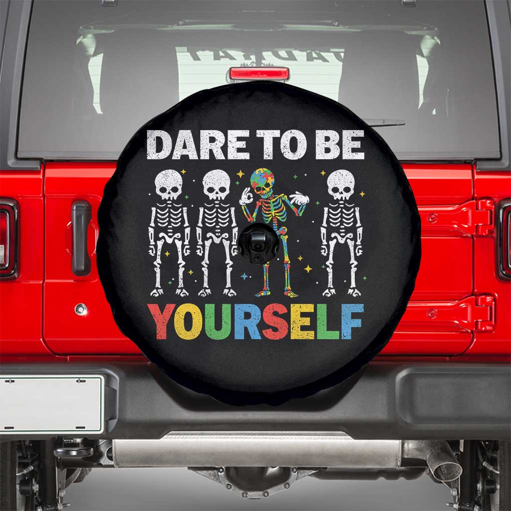 Autism Awareness 67 Spare Tire Cover Dare To Be Yourself Six Seven Autism Skeleton
