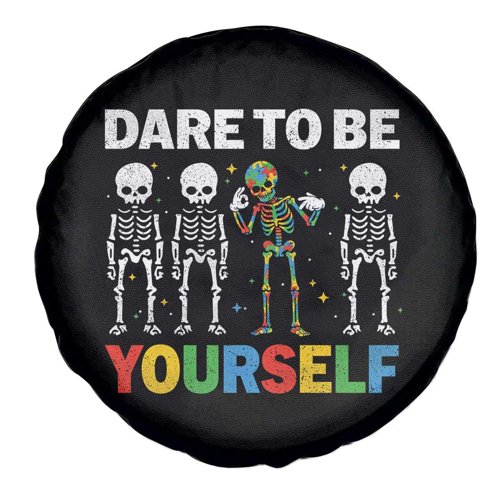 Autism Awareness 67 Spare Tire Cover Dare To Be Yourself Six Seven Autism Skeleton