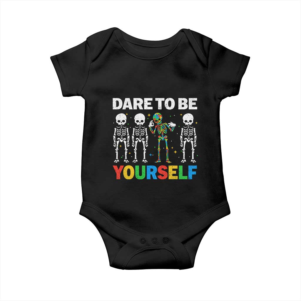 Autism Awareness 67 Baby Onesie Dare To Be Yourself Six Seven Autism Skeleton