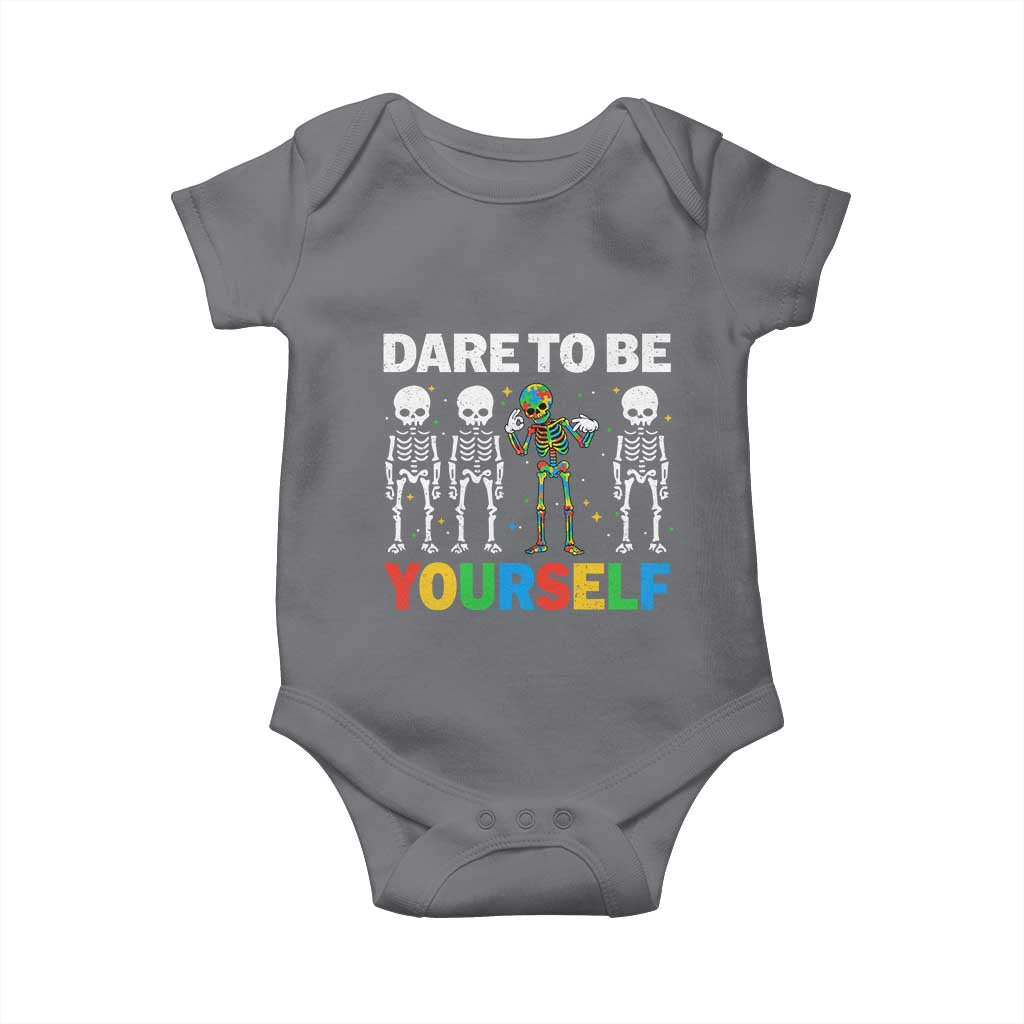 Autism Awareness 67 Baby Onesie Dare To Be Yourself Six Seven Autism Skeleton