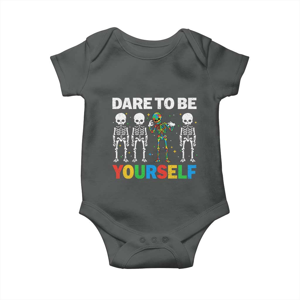 Autism Awareness 67 Baby Onesie Dare To Be Yourself Six Seven Autism Skeleton