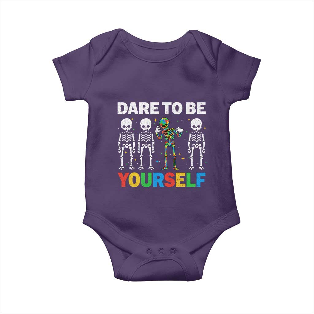 Autism Awareness 67 Baby Onesie Dare To Be Yourself Six Seven Autism Skeleton