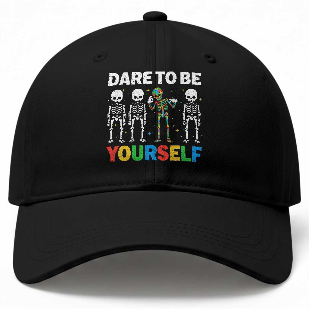 Autism Awareness 67 Baseball Cap Dare To Be Yourself Six Seven Autism Skeleton
