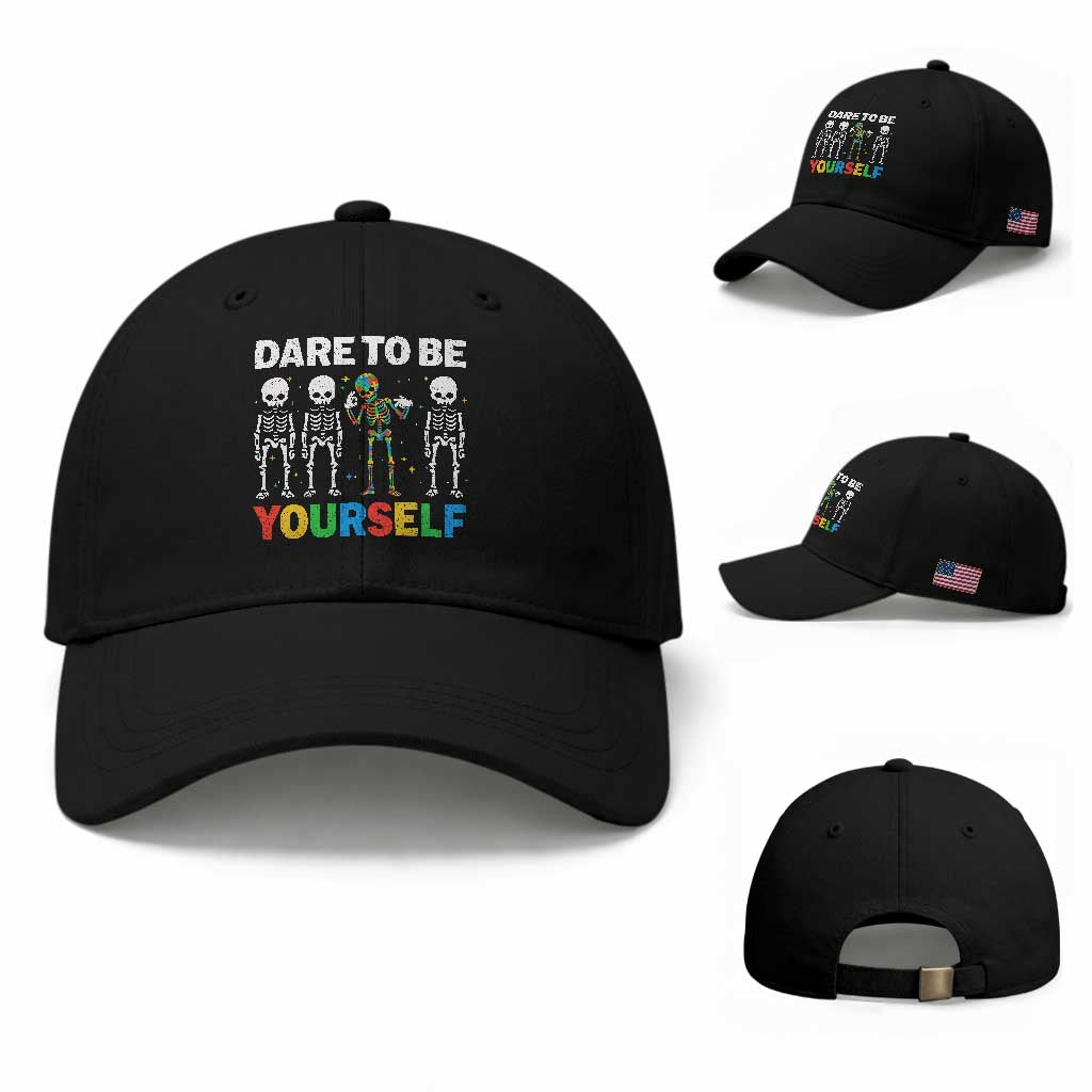 Autism Awareness 67 Baseball Cap Dare To Be Yourself Six Seven Autism Skeleton