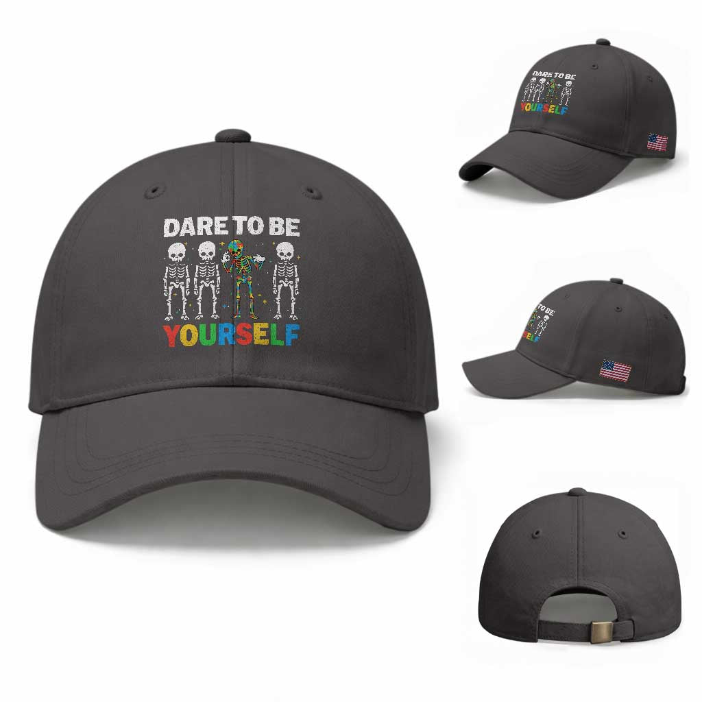 Autism Awareness 67 Baseball Cap Dare To Be Yourself Six Seven Autism Skeleton