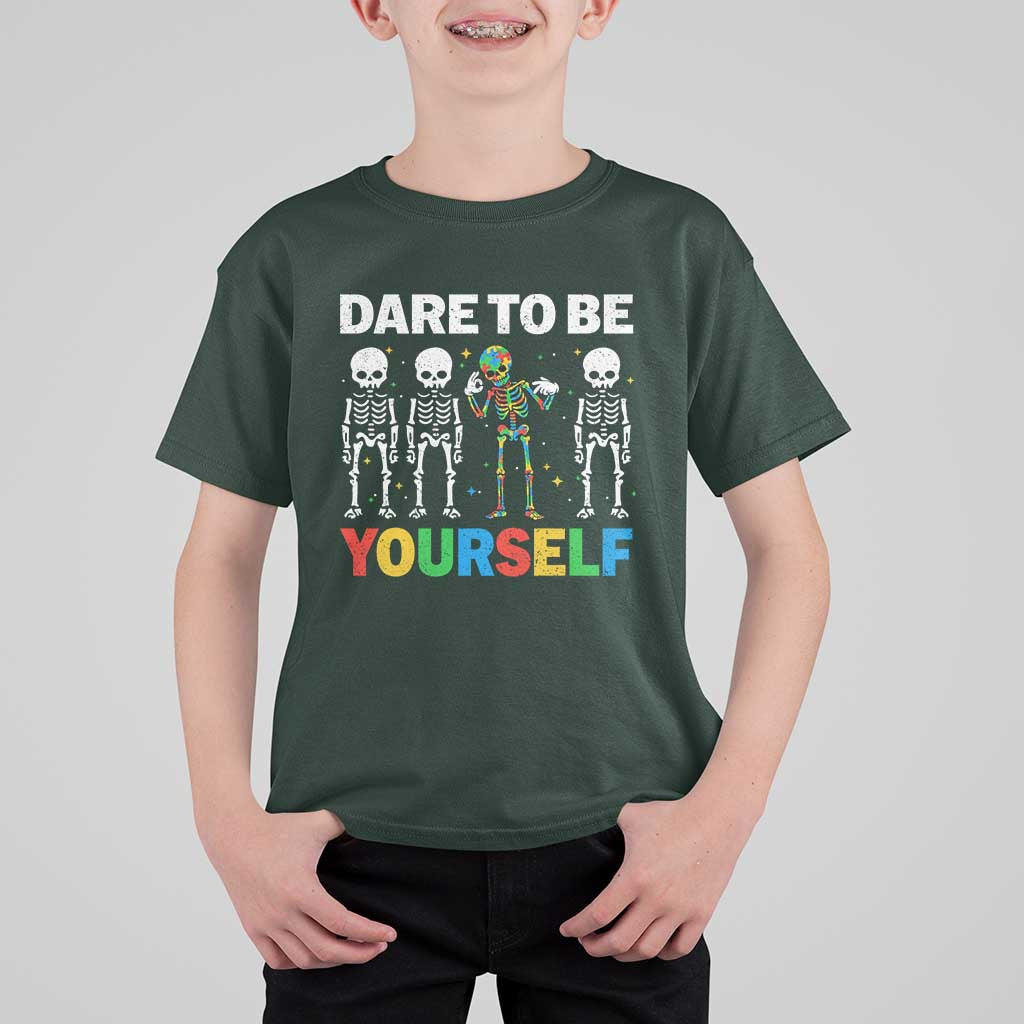 Autism Awareness 67 T Shirt For Kid Dare To Be Yourself Six Seven Autism Skeleton