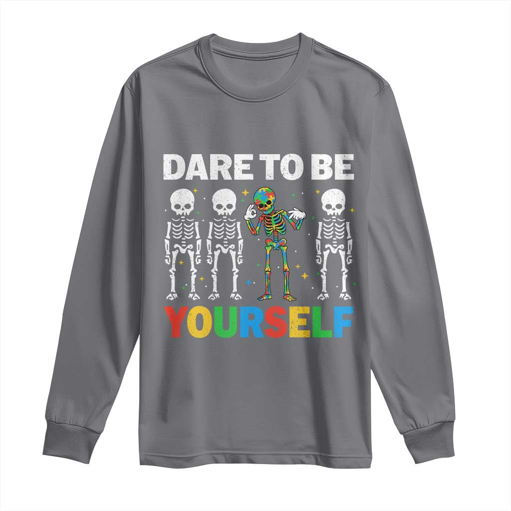 Autism Awareness 67 Long Sleeve Shirt Dare To Be Yourself Six Seven Autism Skeleton
