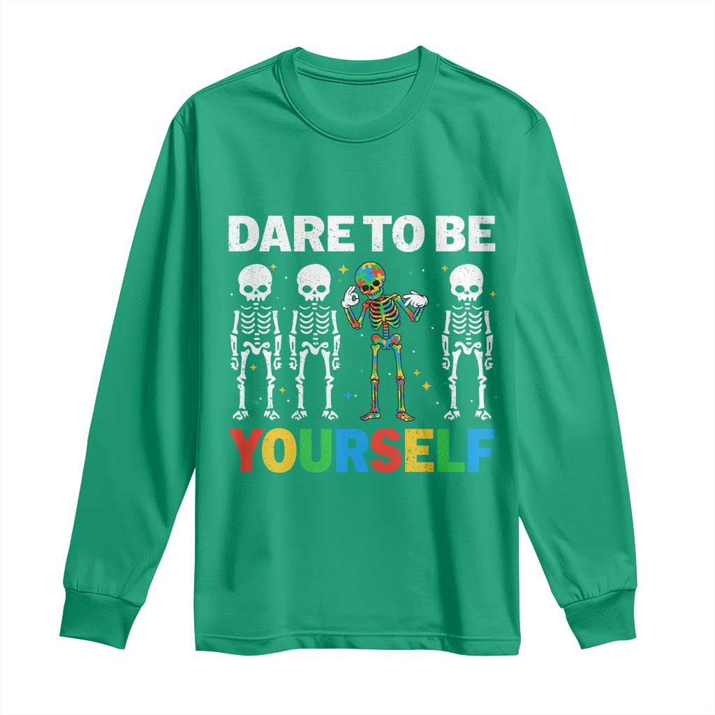 Autism Awareness 67 Long Sleeve Shirt Dare To Be Yourself Six Seven Autism Skeleton