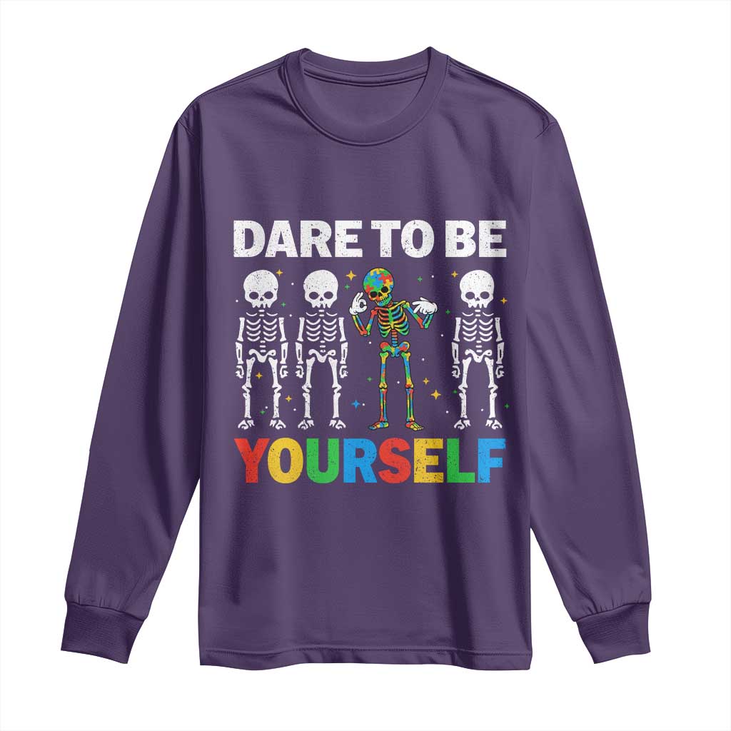 Autism Awareness 67 Long Sleeve Shirt Dare To Be Yourself Six Seven Autism Skeleton