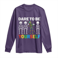 Autism Awareness 67 Long Sleeve Shirt Dare To Be Yourself Six Seven Autism Skeleton