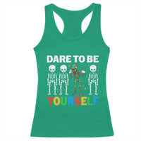 Autism Awareness 67 Racerback Tank Top Dare To Be Yourself Six Seven Autism Skeleton