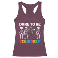 Autism Awareness 67 Racerback Tank Top Dare To Be Yourself Six Seven Autism Skeleton