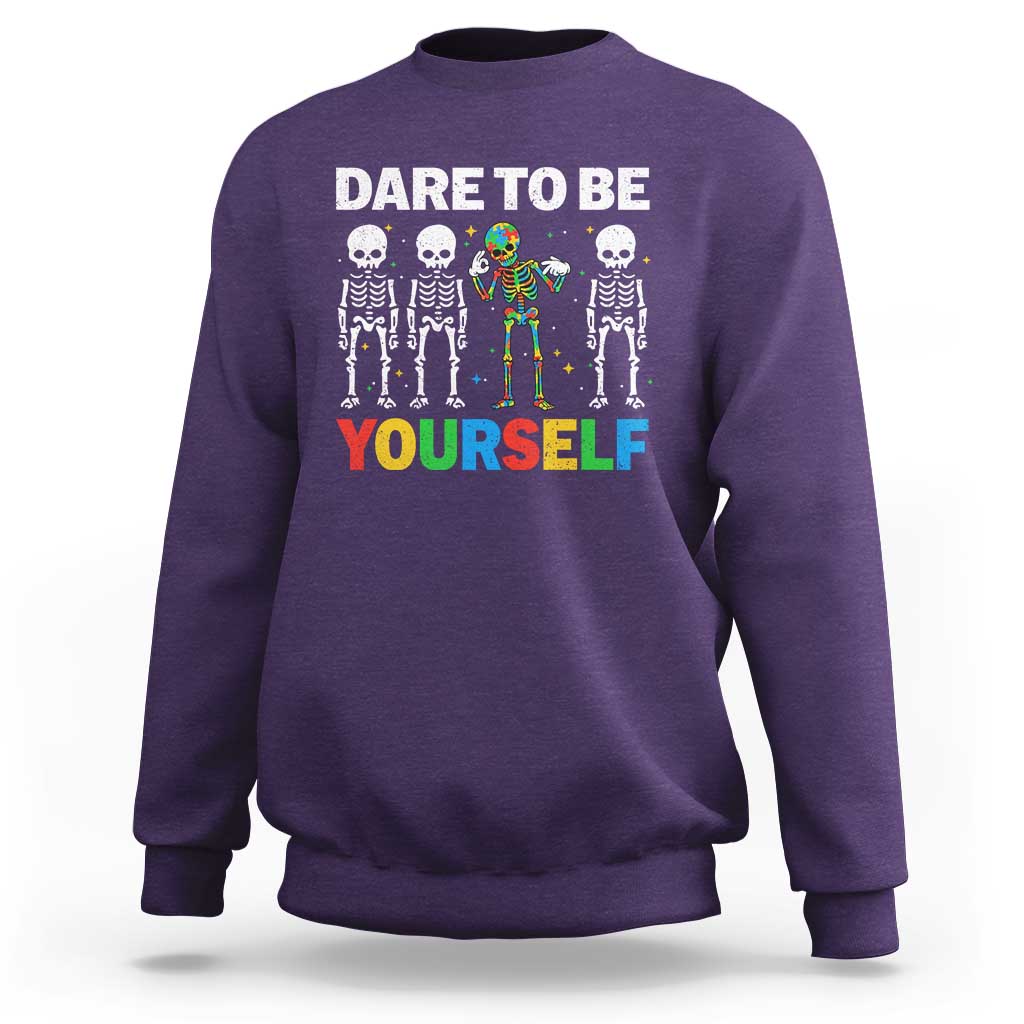Autism Awareness 67 Sweatshirt Dare To Be Yourself Six Seven Autism Skeleton