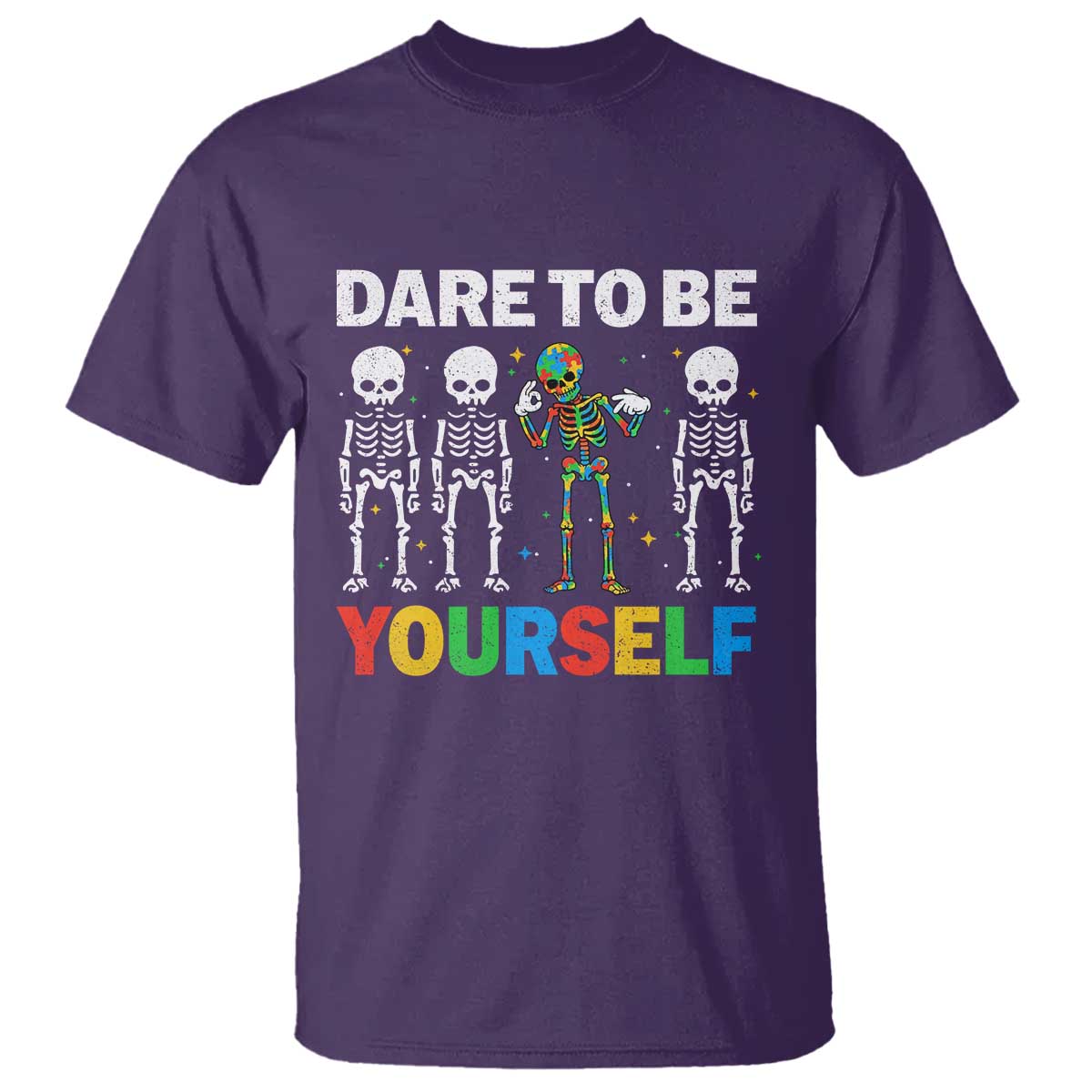Autism Awareness 67 T Shirt Dare To Be Yourself Six Seven Autism Skeleton