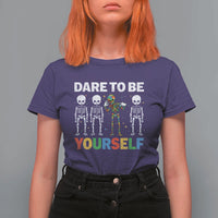 Autism Awareness 67 T Shirt For Women Dare To Be Yourself Six Seven Autism Skeleton
