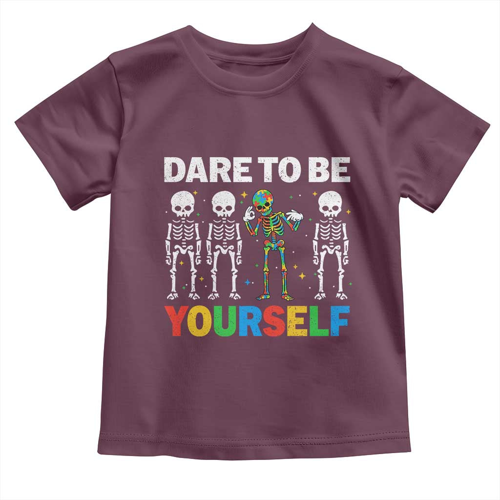 Autism Awareness 67 Toddler T Shirt Dare To Be Yourself Six Seven Autism Skeleton