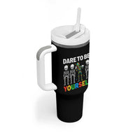 Autism Awareness 67 Tumbler With Handle Dare To Be Yourself Six Seven Autism Skeleton