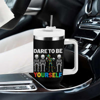 Autism Awareness 67 Tumbler With Handle Dare To Be Yourself Six Seven Autism Skeleton