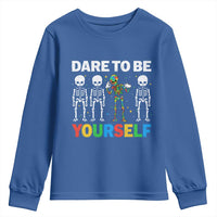 Autism Awareness 67 Youth Sweatshirt Dare To Be Yourself Six Seven Autism Skeleton
