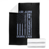 Denim Day Awareness Throw Blanket Wear Jeans No Excuse Change Lives Vintage American Flag