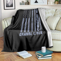Denim Day Awareness Throw Blanket Wear Jeans No Excuse Change Lives Vintage American Flag