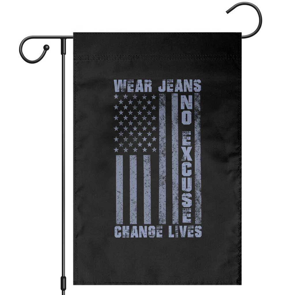 Denim Day Awareness Garden Flag Wear Jeans No Excuse Change Lives Vintage American Flag