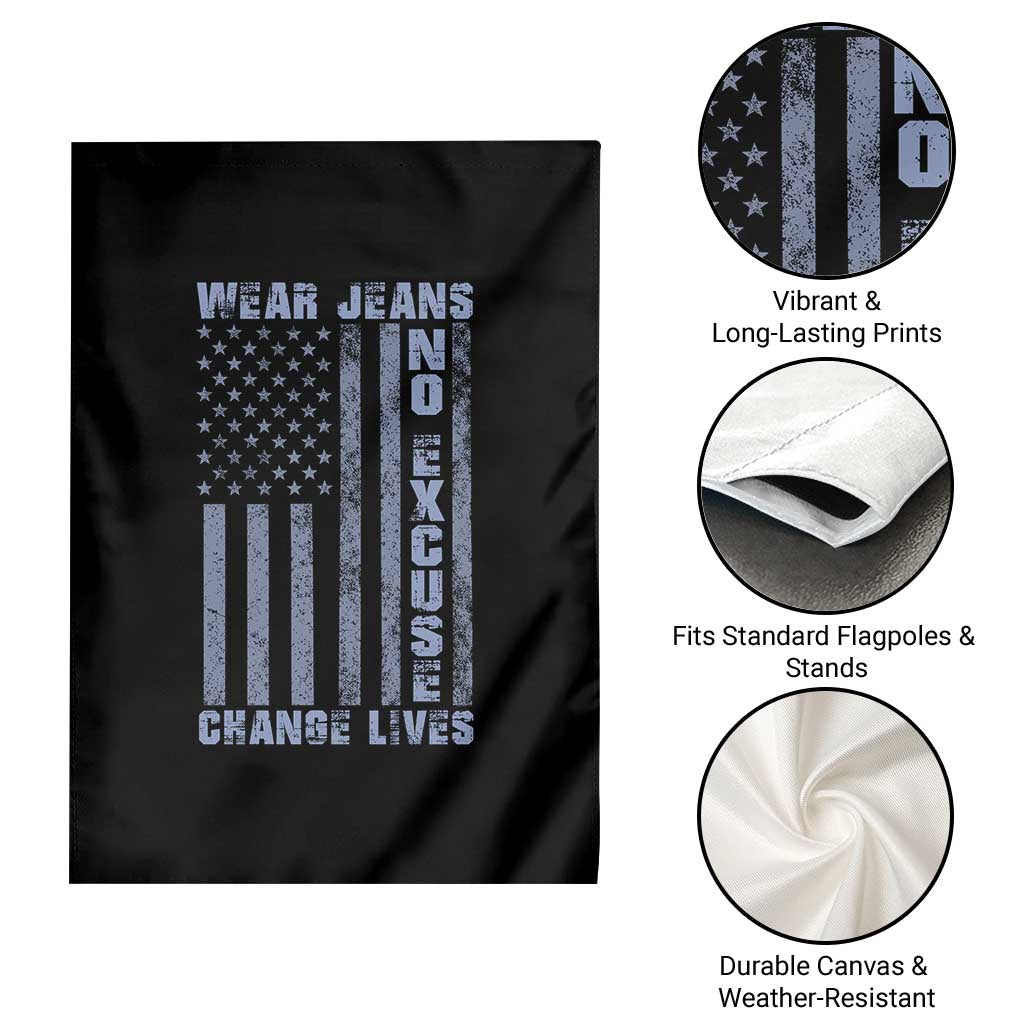 Denim Day Awareness Garden Flag Wear Jeans No Excuse Change Lives Vintage American Flag